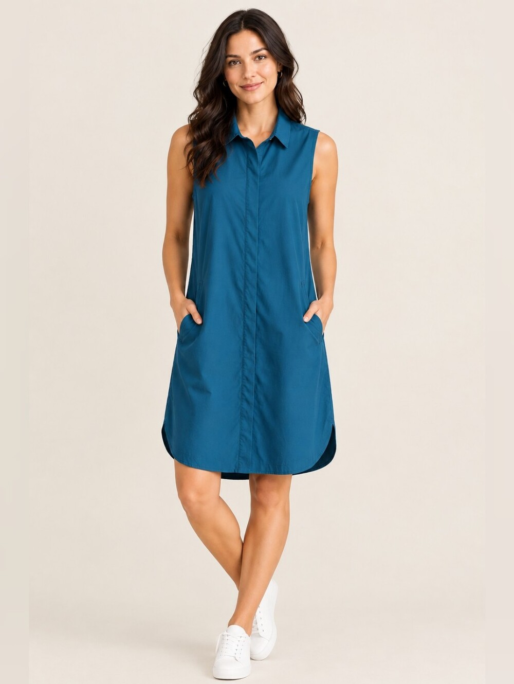 LOLE Teal Sleeveless Shirt Dress Mini Sz S Collared Athleisure Resortwear Travel
